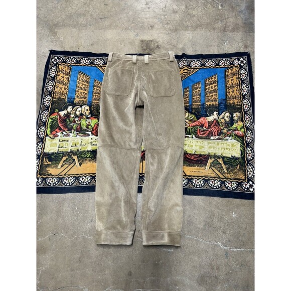 LL Bean Pant Men 32 Khaki Corduroy Double Knee Fleece Lined Field Cargo Gorpcore - Picture 8 of 8